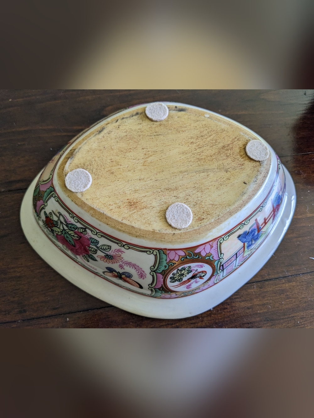 Chinese Rose Medallion Lozenge Box - 10" - Hand-Painted - Picture 8 of 8
